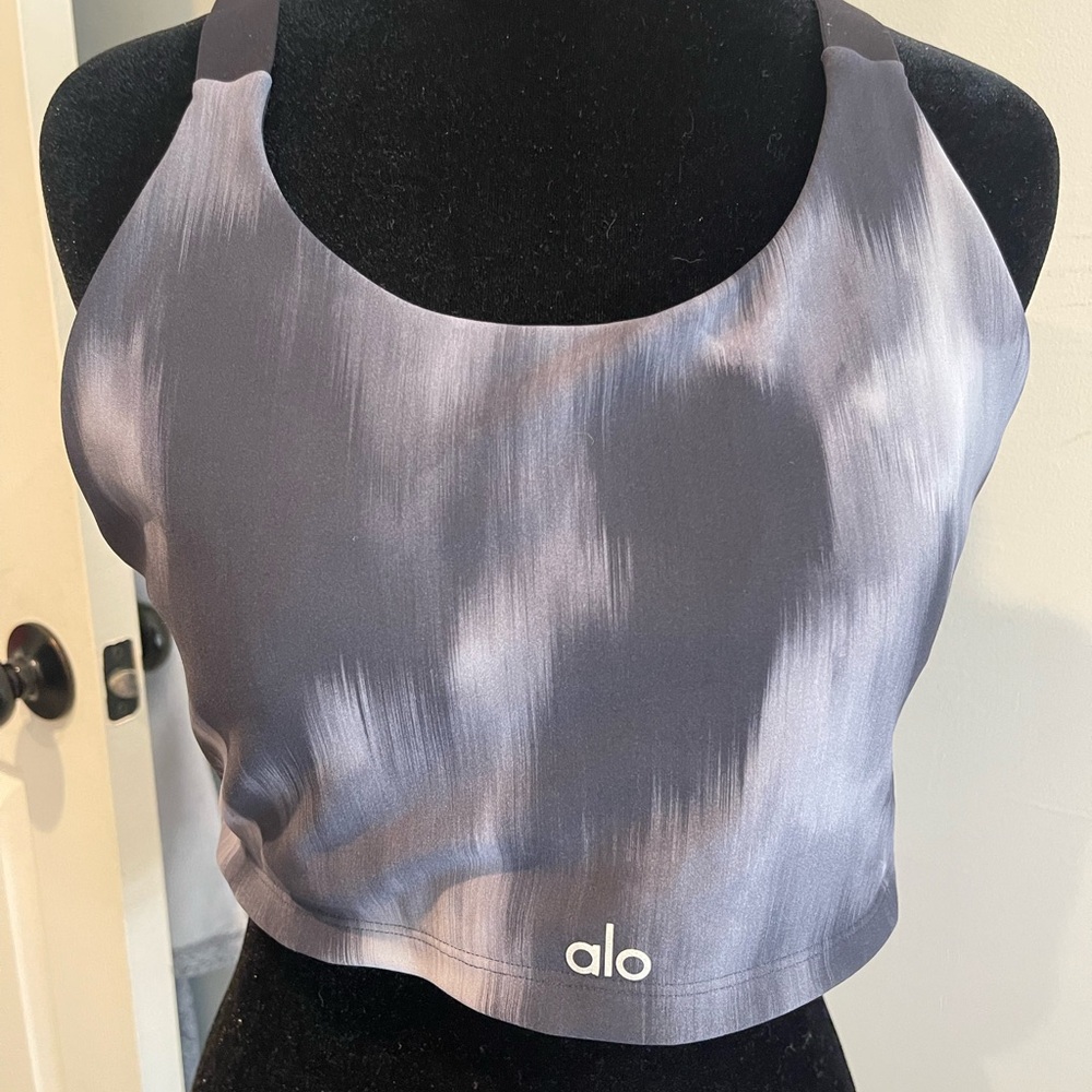 ALO Yoga Charcoal and Light Gray Sports Bra Size Large